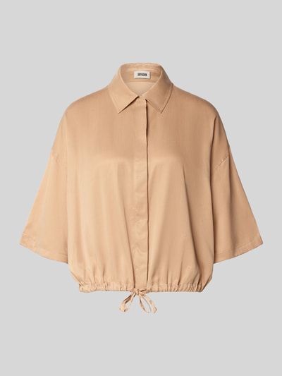 Produktfoto, Relaxed Fit Bluse aus Modal-Mix Modell 'Lainay' von Drykorn, beżowa, kołnierzyk koszulowy, tunel w dole, rękaw o dł. 1/2, długość tyłu w rozmiarze 36: 55 cm, długość rękawa w rozmiarze 36: 27 cm, mieszanka modalu
