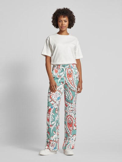 s.Oliver RED LABEL Regular fit stoffen broek met all-over print Kaki - 1