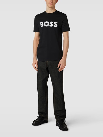 BOSS T-Shirt mit Label-Stitching-Applikation Modell 'Tiburt' Black 1