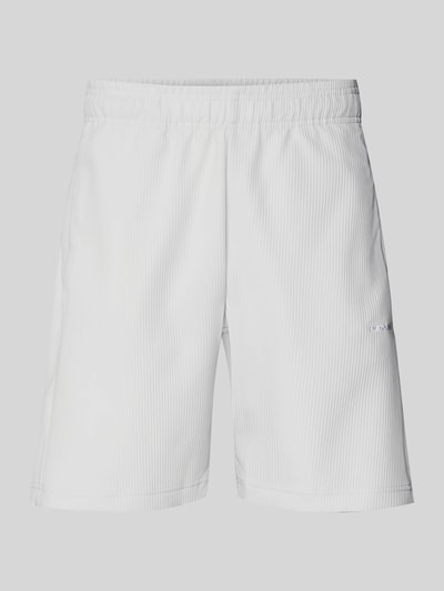 Produktfoto, Shorts mit Logo Modell 'Troy' von Pegador in Weiß, Material-Mix mit Stretch-Anteil, Regular-Fit, elastischer Bund, Logo, Bundweite 39 cm, Innenbeinlänge 20 cm Größe M, feine Struktur.