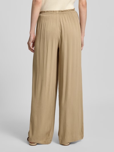 Review Wide leg stoffen broek met tunnelkoord Beige - 5
