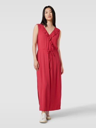 ICHI Maxi-jurk van pure viscose, model 'Marrakech' Kersenrood - 4