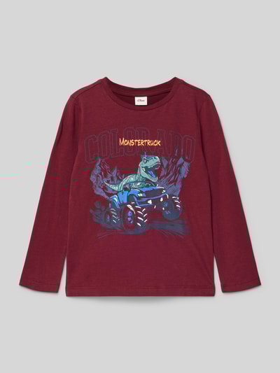 s.Oliver RED LABEL Regular Fit Langarmshirt aus reiner Baumwolle Bordeaux 1