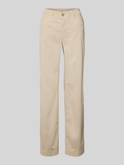 Produktfoto, Loose Fit Jeans met 5-pocket-design van MAC, beige katoen-modal mix met stretch, losse pasvorm, knoop- en ritssluiting, vooraanzicht.