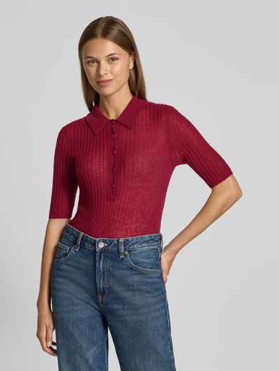 BOSS Orange Koszulka polo o kroju slim fit z mieszanki żywej wełny model ‘C_FUGANO’ Bordowy 4