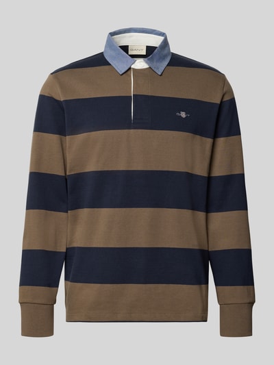 Produktfoto, Regular Fit Sweatshirt aus reiner Baumwolle von GANT, breite braune und blaue Streifen, glatte Textur, Herren Sweatshirt