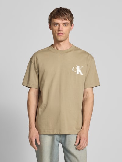 Calvin Klein Jeans T-shirt z nadrukiem z logo i okrągłym dekoltem Beżowy 4