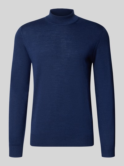 Christian Berg Men Regular fit col van wolmix Donkerblauw gemêleerd - 1