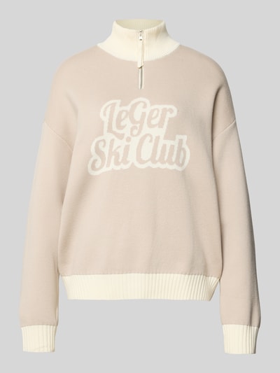 LeGer by Lena Gercke Oversized Strickpullover mit Stehkragen Modell 'Charis' Beige 2