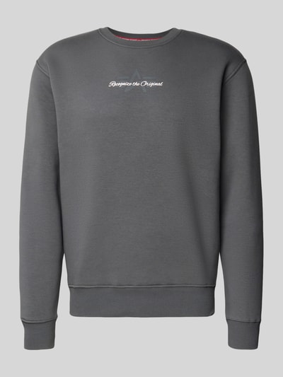 Alpha Industries Sweatshirt met logo en ronde hals Donkergrijs - 2
