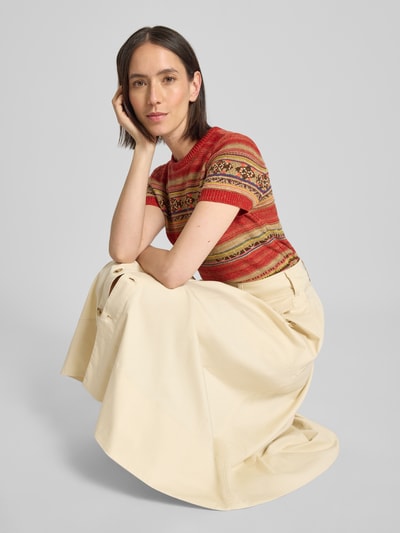 Lauren Ralph Lauren Regular Fit Strickpullover aus Baumwoll-Leinen-Mix Rot Melange 3