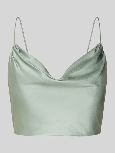 Jake*s Cocktail Crop Top mit Wasserfall-Ausschnitt Khaki Melange 1