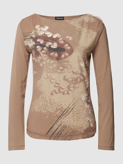 Taifun Shirt met lange mouwen en all-over print Taupe - 2