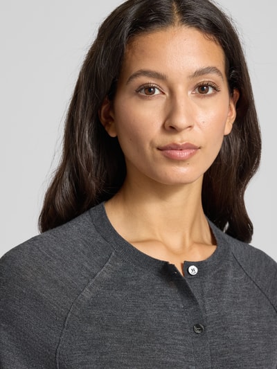 BOSS Regular Fit Strickjacke aus reiner Schurwolle Modell 'FONAMI' Dunkelgrau Melange 3