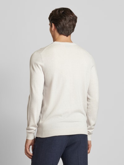 Christian Berg Men Gebreide pullover met ronde hals Ecru gemêleerd - 5