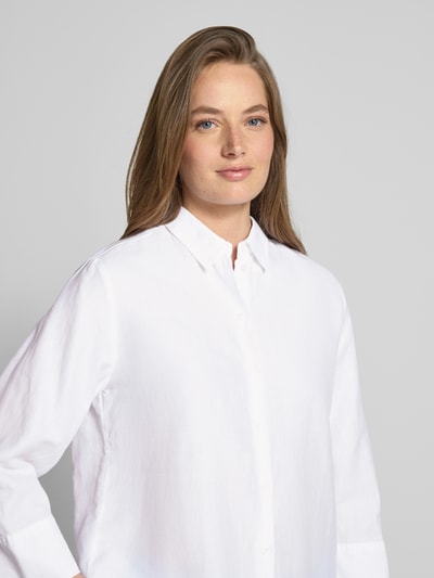 ETERNA Loose Fit Hemdbluse aus Baumwoll-Leinen-Mix Weiss 3