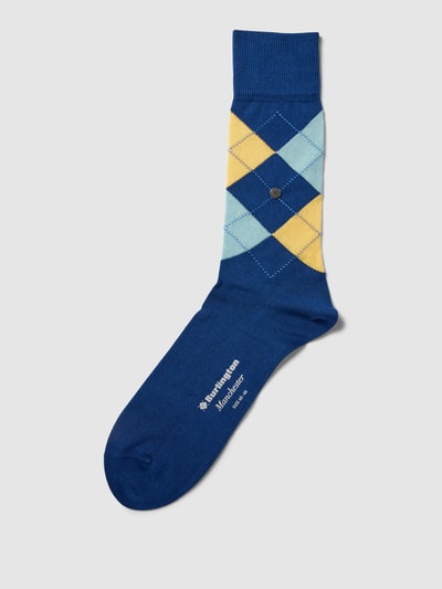 Burlington Socken mit Hahnentrittmuster Modell 'MANCHESTER' Royal 1