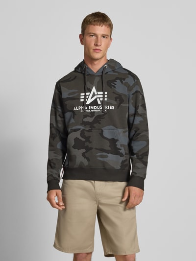Alpha Industries Hoodie mit Logo-Print und Känguru-Tasche Black 4