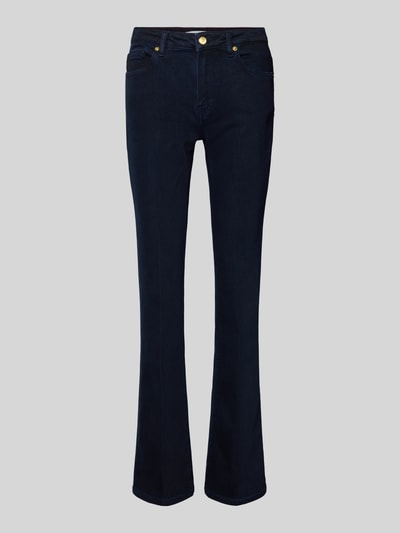 Produktfoto, Regular Fit Bootcut Jeans aus Baumwoll-Mix von Tommy Hilfiger in dunkelblauer Melange-Optik, 5-Pocket-Design, Denim-Struktur