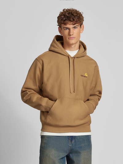 Carhartt Work In Progress Hoodie mit Label-Stitching Modell 'AMERICAN SCRIPT' Beige 4