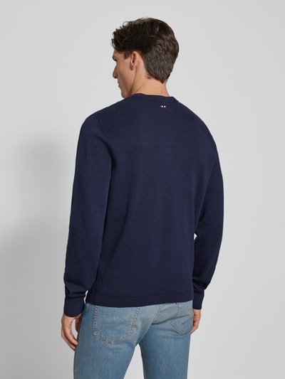 Napapijri Gebreide pullover met labelstitching, model 'DERRI' Marineblauw - 5