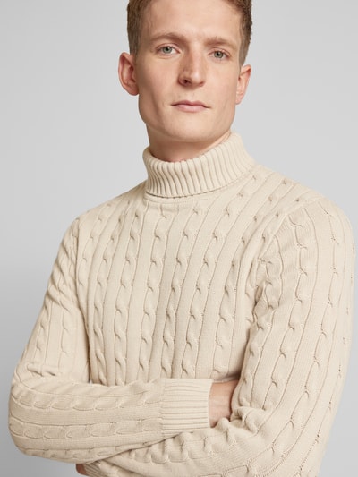 SELECTED HOMME Sweter z dzianiny ze ściegiem warkoczowym model ‘RYAN’ Złamany biały 3