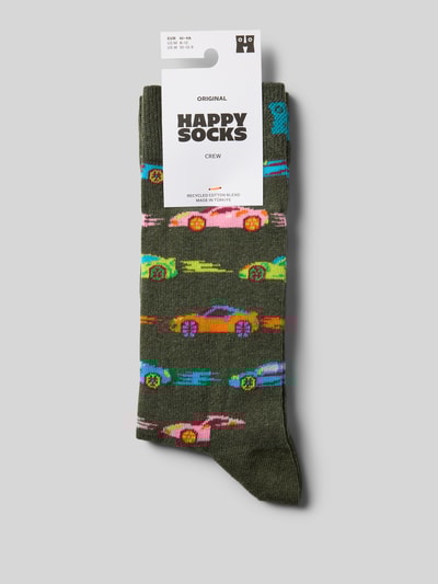 Happy Socks Sokken met motiefstitching, model 'CAR STRIPE' Leem - 3