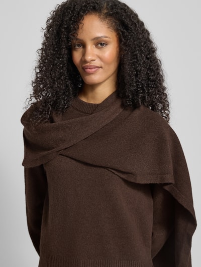 Jake*s Collection Strickpullover mit Schal Dunkelbraun 3
