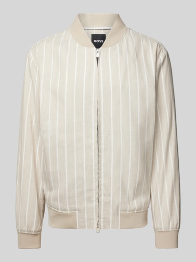 BOSS Blouson met streepmotief en tweewegsritssluiting Beige - 2