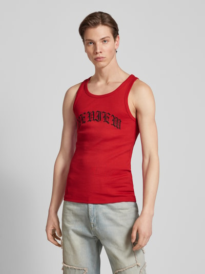 REVIEW Tanktop met labelprint Rood - 4