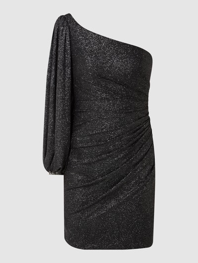 Luxuar One shoulder-cocktailjurk met glittereffect Zwart - 2