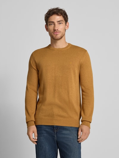 Christian Berg Men Gebreide pullover met ribboorden Donkergeel gemêleerd - 4