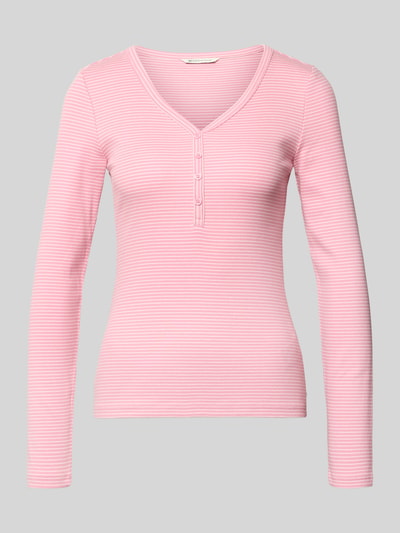 Produktfoto, Regular Fit Langarmshirt mit Henley-Ausschnitt von Tom Tailor Denim, jasnoróżowy, bawełniany, krój regular fit, gładka faktura