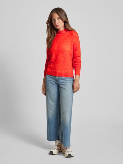 ICHI Gebreide pullover met opstaande kraag, model 'Kamara' Rood - 1