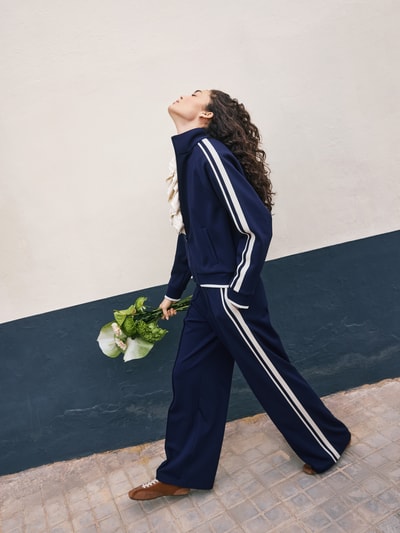 Jake*s Casual Sweathose mit elastischem Bund und Galonstreifen Marine 6