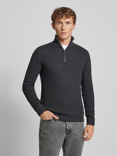 Jack & Jones Premium Gebreide pullover met opstaande kraag, model 'BLUCHRISTER' Antraciet - 4