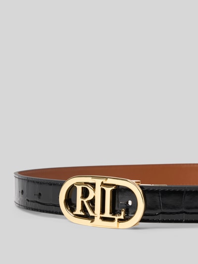 Lauren Ralph Lauren Pasek ze sprzączką z logo Czarny 2