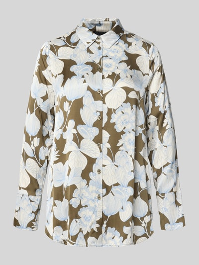 s.Oliver BLACK LABEL Bluzka koszulowa o kroju regular fit z czystej wiskozy Oliwkowy 2