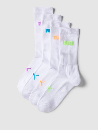 Puma Socken mit Label-Schriftzug im 4er-Pack Weiss 1