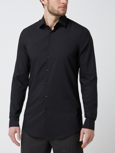 Jake*s Slim Fit Slim Fit Business-Hemd mit Kentkragen Black 4