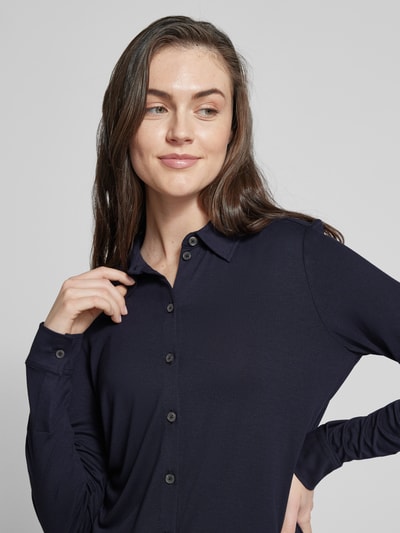 Marc O'Polo Overhemdblouse van viscosemix met platte kraag Marineblauw - 3