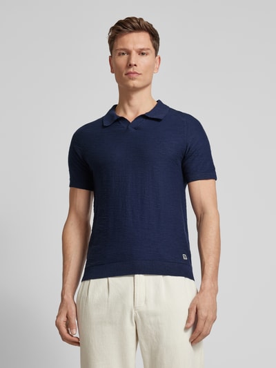 s.Oliver RED LABEL Regular fit poloshirt met structuur van vlamgaren Donkerblauw - 4