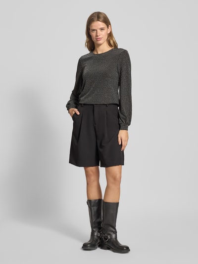 Only Bluzka o kroju regular fit z długim rękawem i odznaczającym się, metalicznym wzorem na całej powierzchni model ‘CAROL’ Metaliczny czarny 1