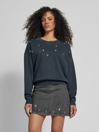 Jake*s Casual Regular fit sweatshirt met studs en ronde hals Zwart - 4