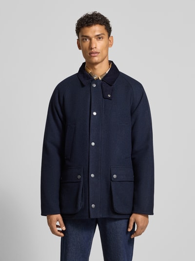 Barbour Regular fit wollen jack met corduroy, model 'BEDALE' Marineblauw - 4