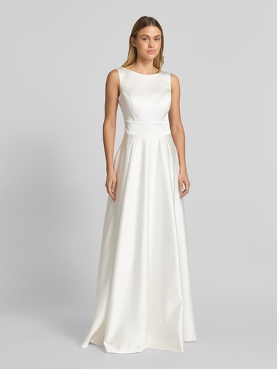 TROYDEN COLLECTION Avondjurk met stolpplooien Offwhite - 4