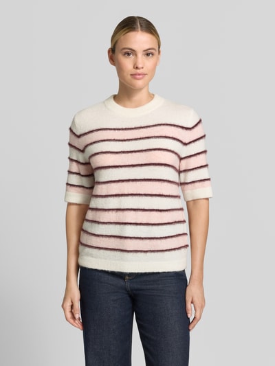 OPUS Loose Fit Pullover mit Mohair-Woll-Anteil Modell 'Pimota Stripe' Hellrosa 4
