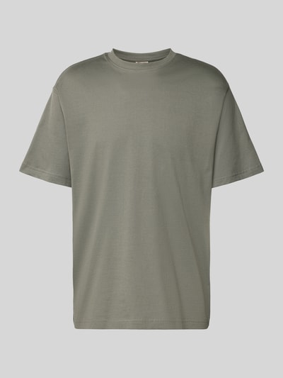 Produktfoto, Relaxed Fit T-Shirt aus reiner Baumwolle Modell 'FRED LIFE' von Only & Sons in uni Olivgrün, kurze Ärmel, glatte Textur.