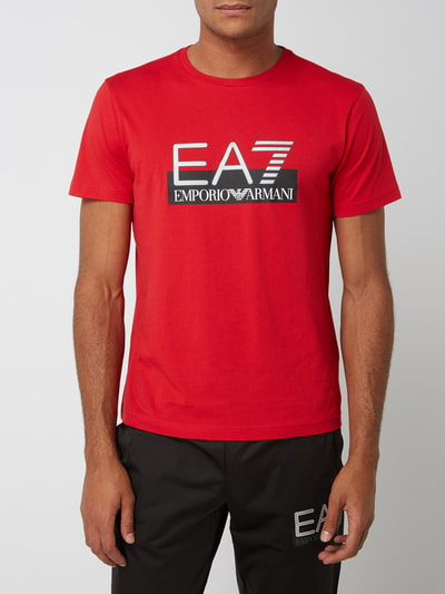 EA7 Emporio Armani T-shirt met logoprint Rood - 4