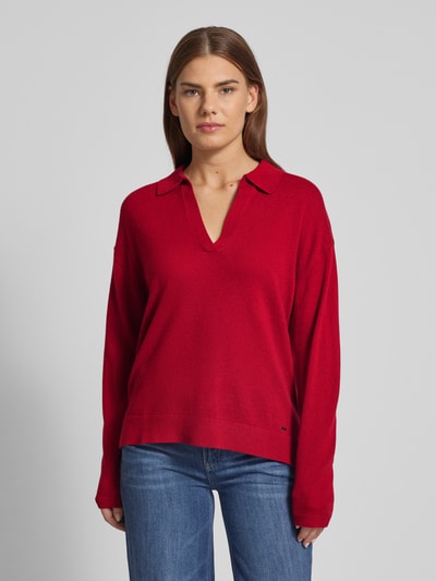 Brax Gebreide pullover met labeldetail, model 'LILLIAN' Rood - 4